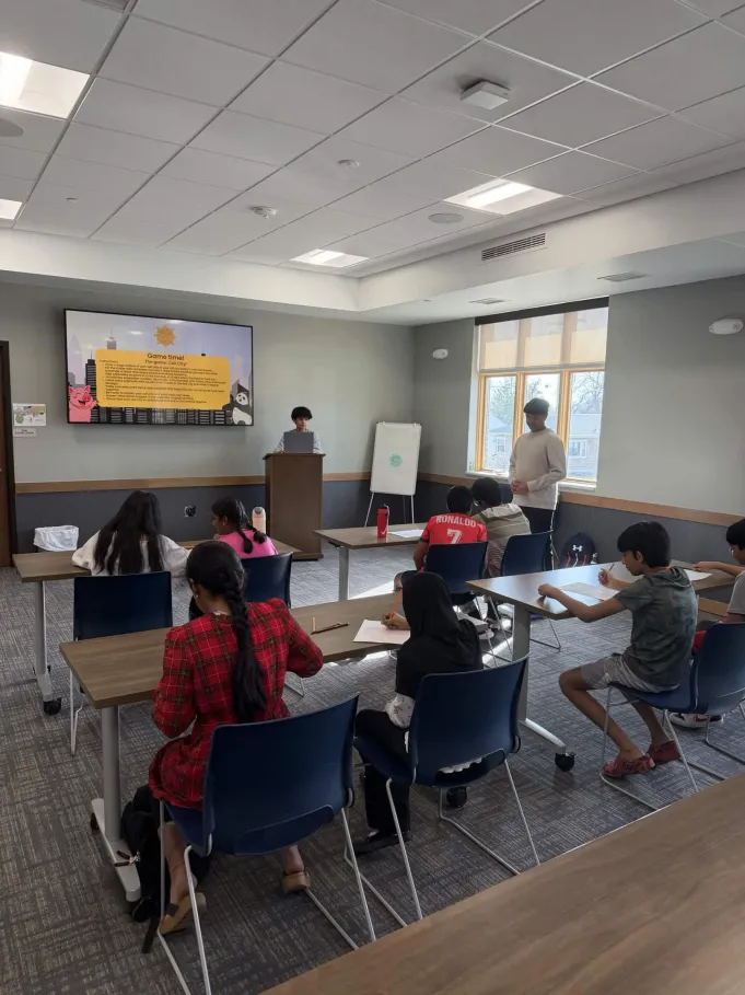 Students working on a robotics project