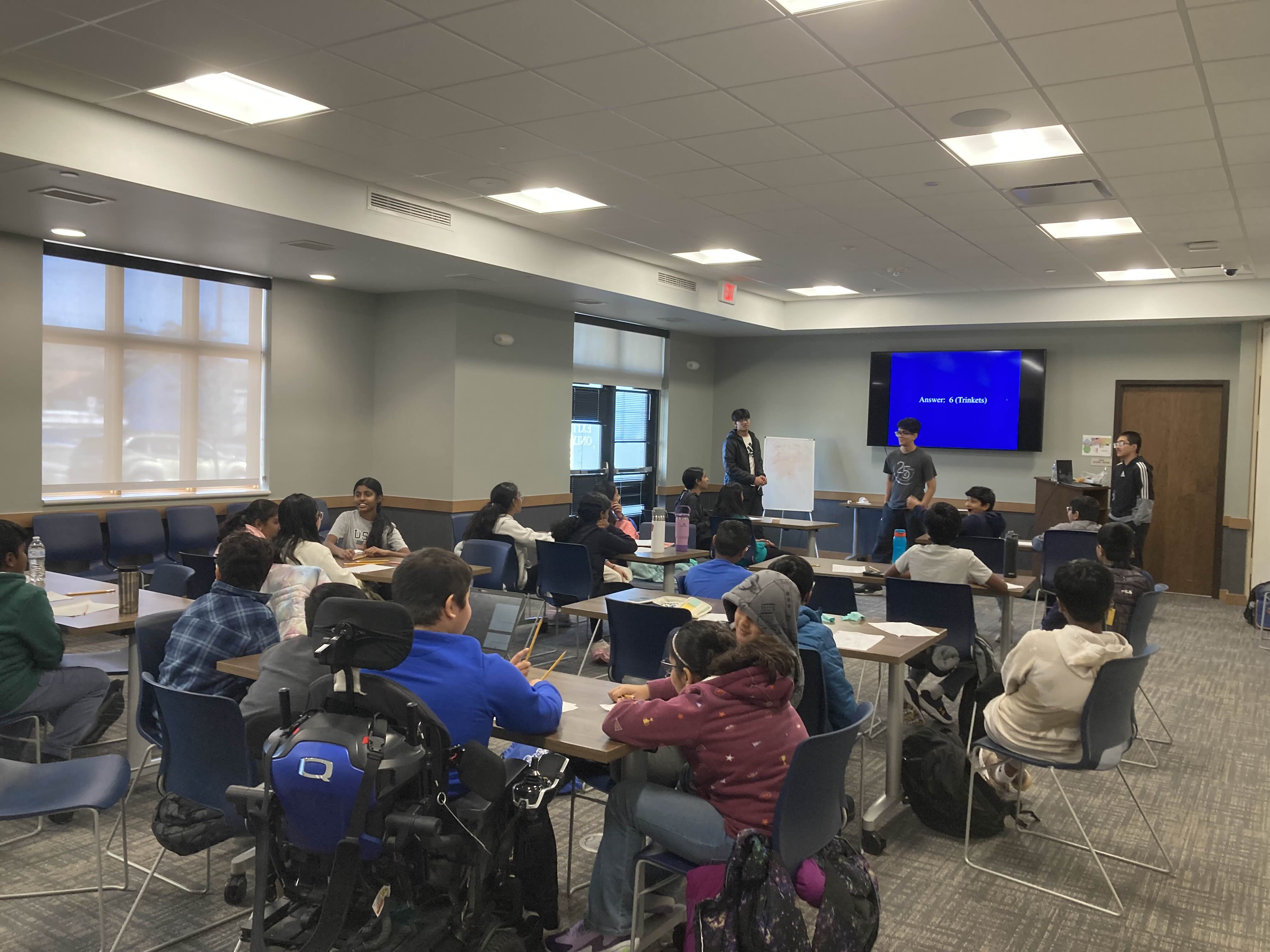 Students working on a robotics project