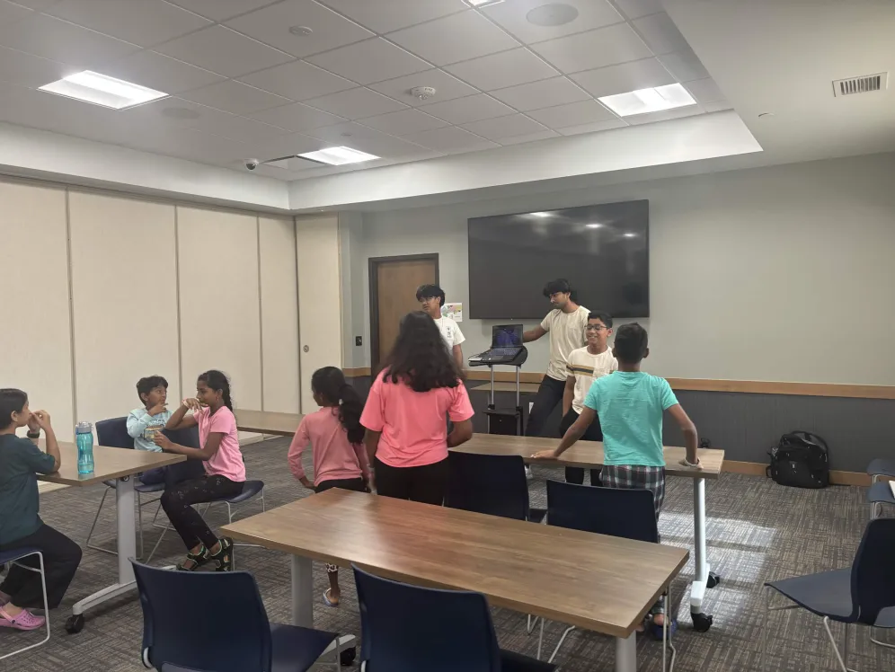 Students working on a robotics project